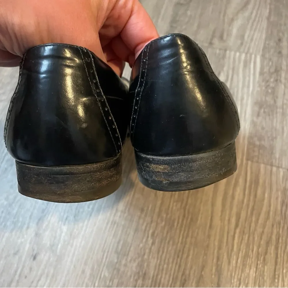 BALLY Vintage Black Leather Tassel Perforated Loafers